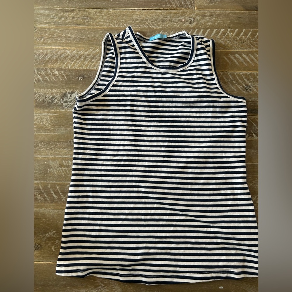 J. McLaughlin Navy and White Striped Tank Top